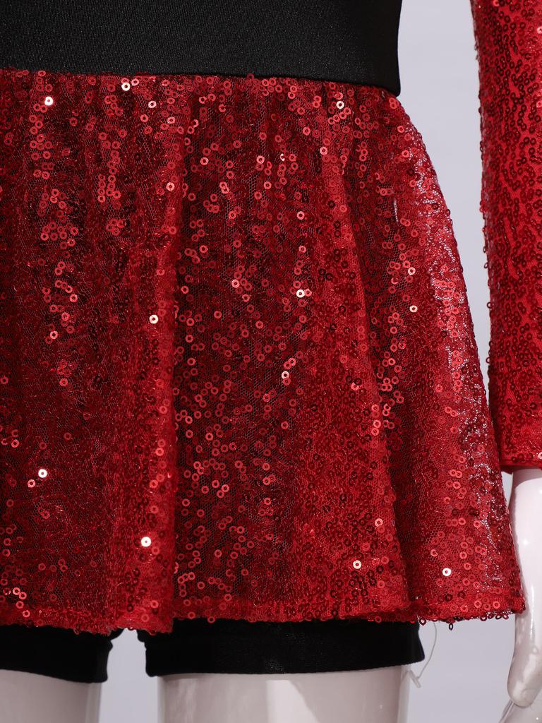 Girls Ringmaster Circus Costume Long Sleeve Tassel Epaulet Shiny Sequins Design Jumpsuit Dress