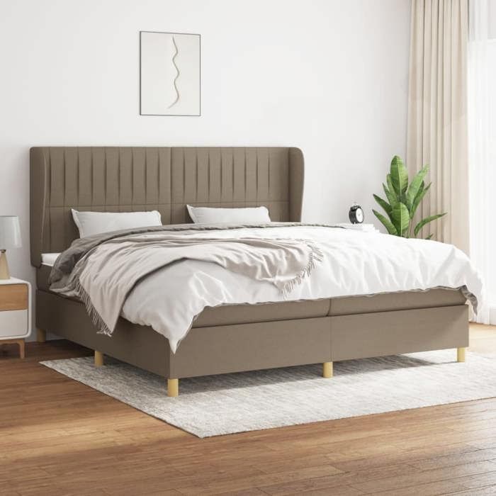Maison Exclusive - Sommier à lattes de lit avec matelas Taupe 200x200 cm Tissu