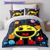 Pacman Pattern Bedding Set Quilt Cover Pillowcase Home Decor Gift (1 * duvet cover + 2 * pillowcase, without core)