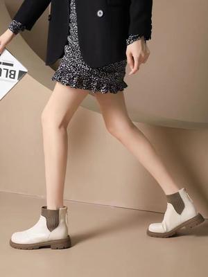 Модные ботильоны Черные Эластичная кожа Носок Обувь Платформа Массивные Короткие Туфли для Женщины Женские Ботильоны Белые Весна Осень Y2k Пу