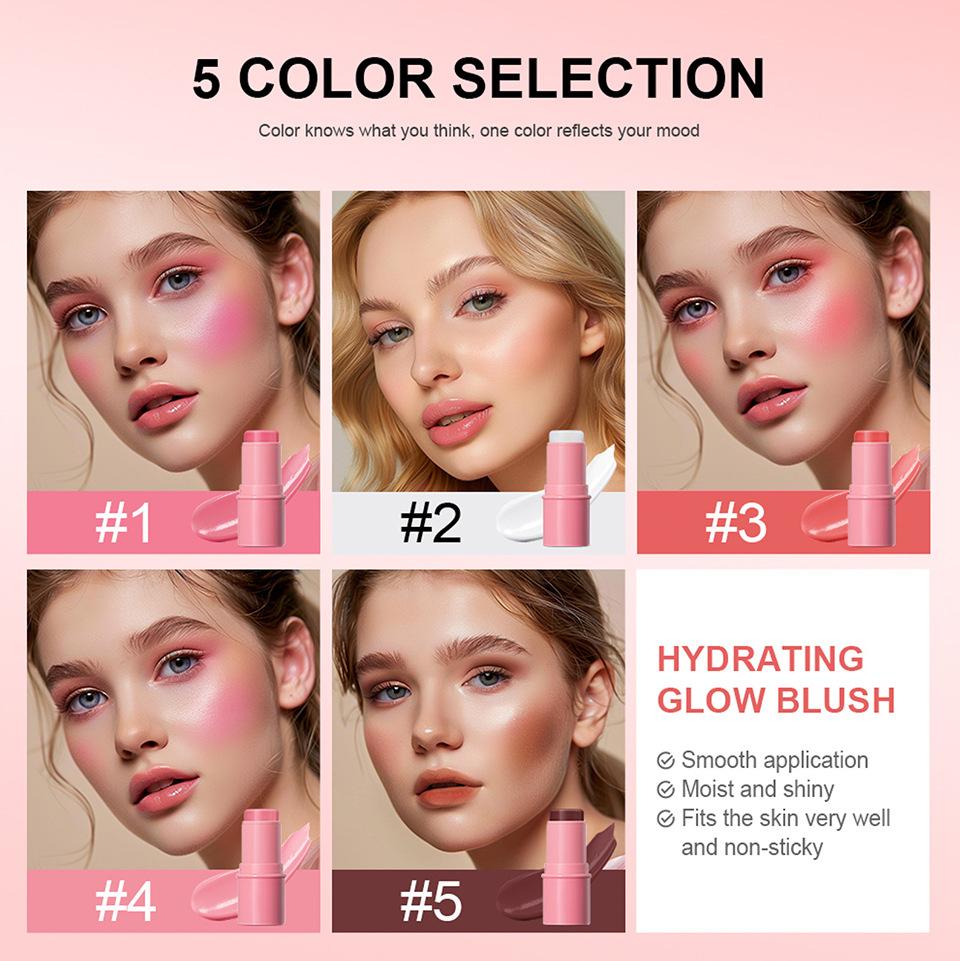 5 Colors Of Water Gloss Powder Blusher Stick Naturally Brighten The Silhouette And Create A Perfect Makeup