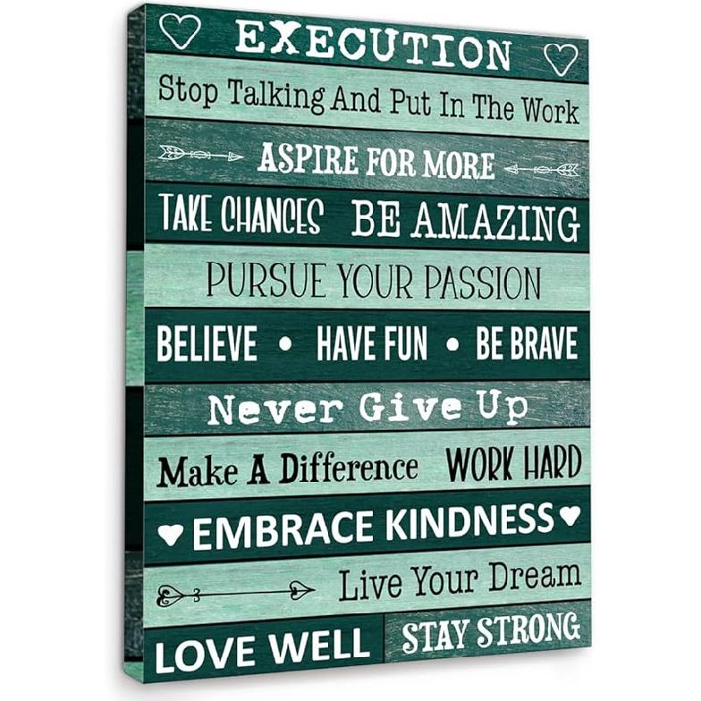 Gwisml Execution Quotes Wall Art,Purple pirational Canvas Frame Paintings For Office Home Workplace Wall Art Decor