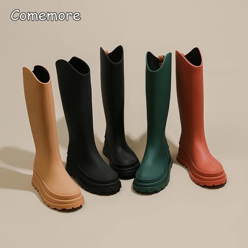 Fashion Comemore Tall Non-slip Rain Shoes Adult Women's Rain Boots Outside Rubber Long Water Shoe Fishing Water Boot Camping Platform 41