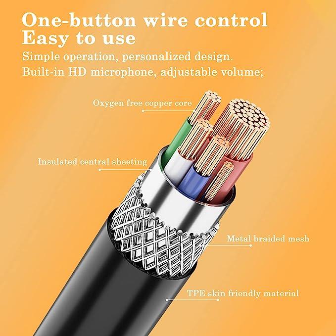 USB компьютерные наушники 2,5 м удлиненный кабель проводные наушники-вкладыши подходят для настольного компьютера ноутбука с микрофоном