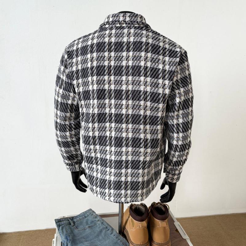 Men S Loose Fit Plaid Jacket Korean Style Fashion Casual Outerwear