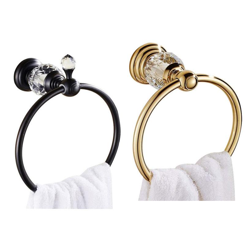 Crystal Bathroom Towel Ring Black Bathroom Towel Rack Holder Crystal Chrome Towel Ring,Towel Bar Bathroom Accessories Gold