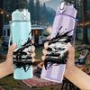 1PC Black Muscle Car Splash Art Print 750ml Color Plastic Sports Water Bottle Leakproof Flip Straw Lid Suitable for Sports Office Home Use