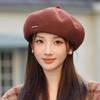 Женский корейский модный уличный берет - Осенне-зимняя теплая кепка газетчика для более стройного образа