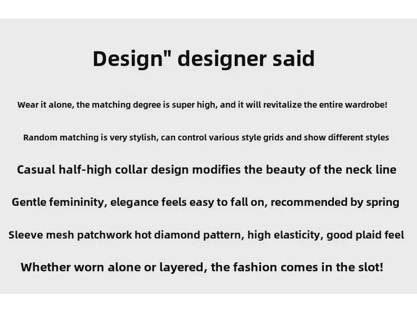 Aiyimaiyi Женский сетчатый трикотажный топ с длинными рукавами и круглым вырезом - Осень/Зима 2023