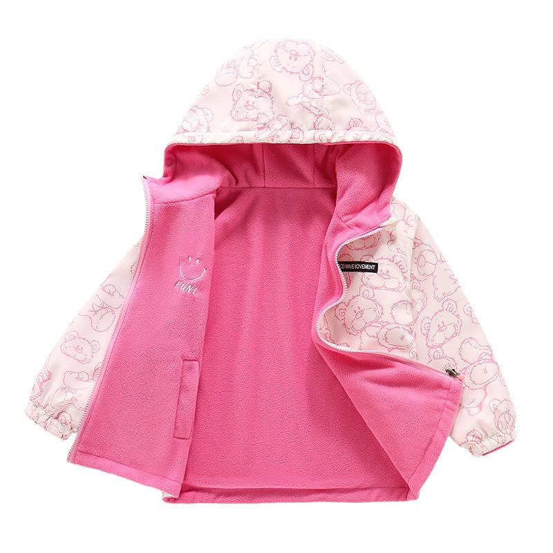 Пальто из тонкого флиса для девочек, весна и осень, красивое двухстороннее пальто штурмовика