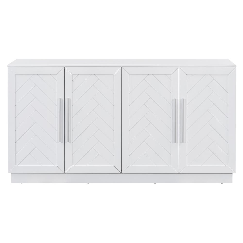 Буфетный шкаф-консоль в американском стиле, Современный акцентный стол-консоль, Деревянный напольный шкаф с 4 дверцами, Деревянный буфетный шкаф