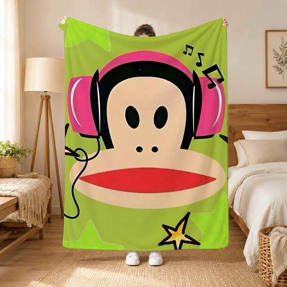 Julius the Monkey Character Throw 240g flannel blanket, suitable for sofas, beds, offices,  exquisite gift blankets