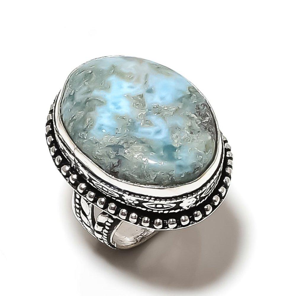 Natural Republic Larimar Gemstone 925 Sterling Silver Gift Ring Size 9 Q2g33