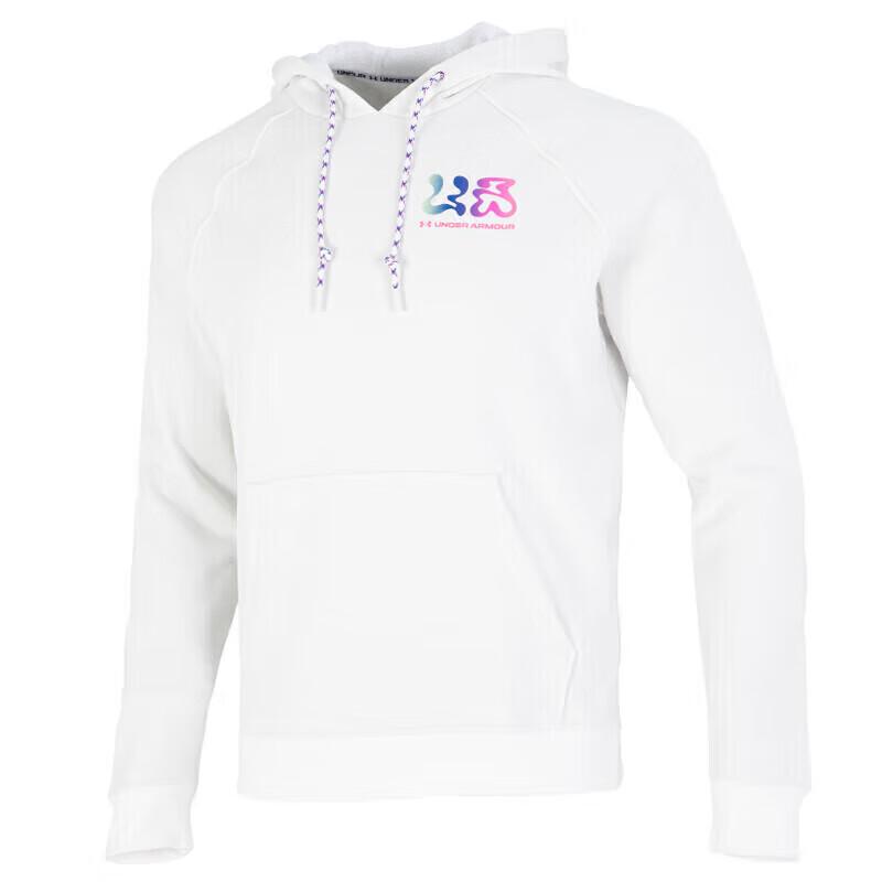 Under Armour Elevated Terry Colorful Letter Hoodie Men White 1373844-112