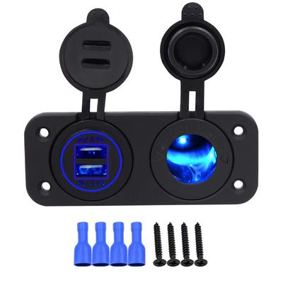 Панель с 2 отверстиями, 4,2 А, два порта USB, зарядное устройство, розетка 12 В/24 В, розетка для автомобиля, мотоцикла, лодки, морской квадроцикл, автофургон