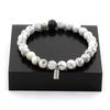 Stones and Minerals. Howlite + Lava Beads Bracelet 8 Mm. Made In France.