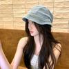 Retro Denim Bucket Hat Women's Spring Summer Big Head Circumference Painter Hat Showing Face Small Short Brim Beret Drape Pile Hat