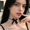 Кружевной Чокер с Бантом из Ленты для Женщин, Регулируемый Черный Кружевной Ошейник-Чокер с Бантом, Завязывающийся Чокер-Ожерелье для Свадебной Вечеринки, Выпускного