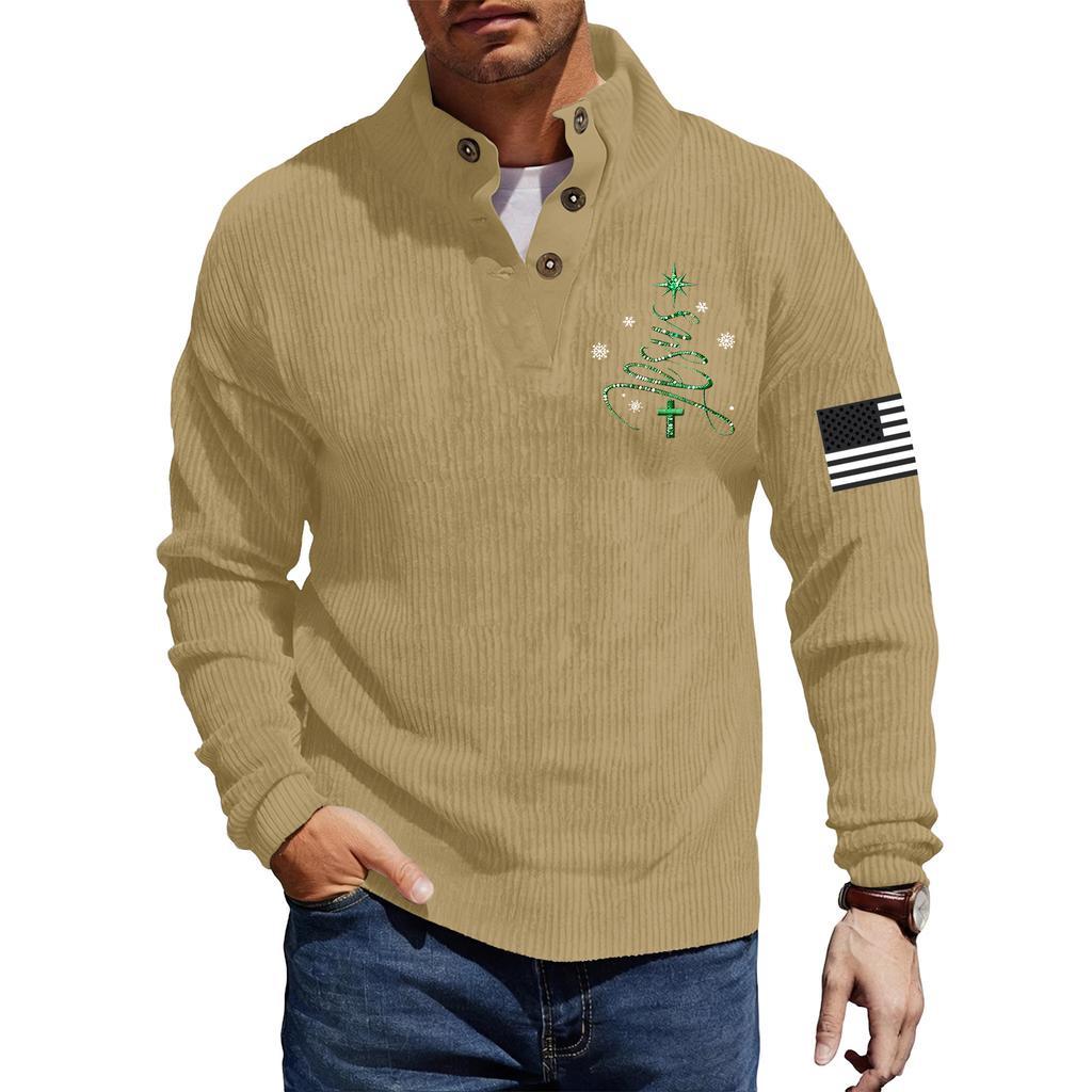 Мужская вельветовая рубашка на пуговицах с рождественским принтом