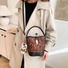 Trendy Black And Brown Color Block Bucket Bag Stylish Casual Design For Women