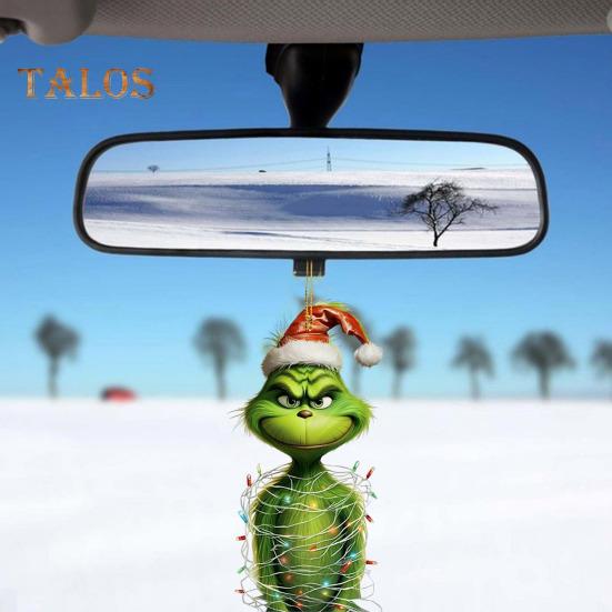 1/7Pcs Christmas Tree Ornaments Cartoon Green Elf Tree Hanging Decoration Acrylic Xmas Pendant for Holiday Car Window Wall Tree Decor