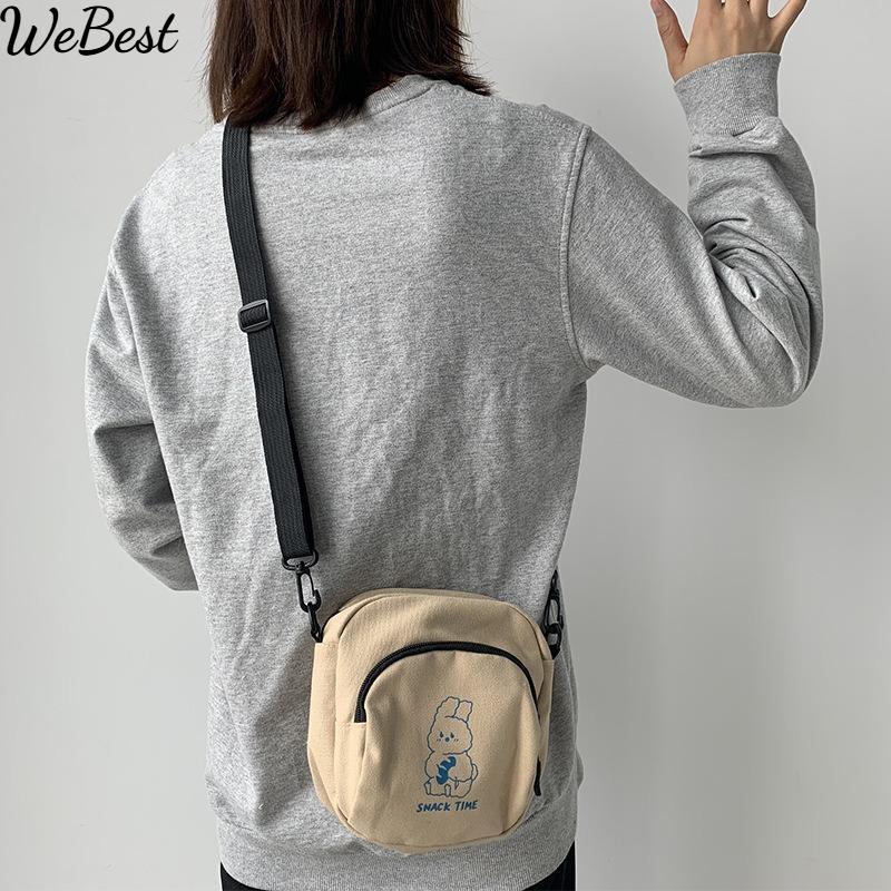 Милая маленькая сумка женская 2025 новая сумка через плечо сто с мультяжной холщовой сумкой