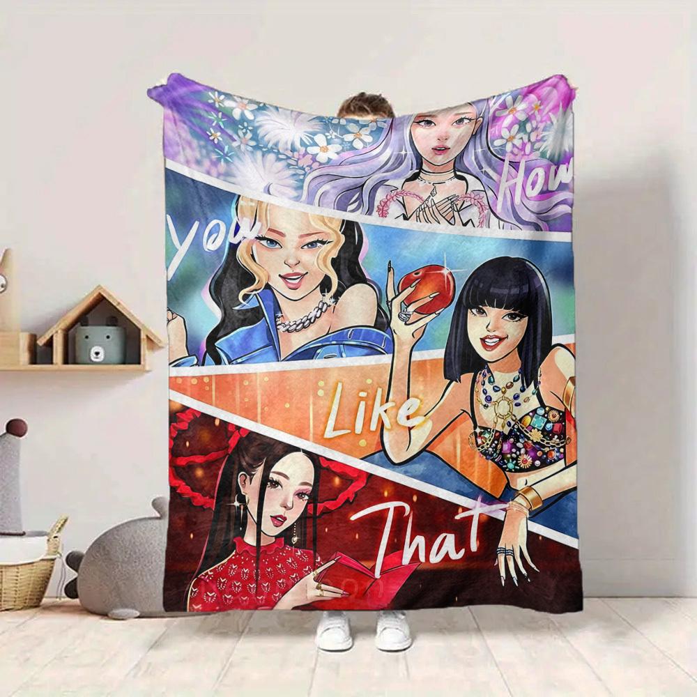 1 шт. BlackPink, K-Pop Фланелевое одеяло [Уютное покрывало] Для дивана, кровати, путешествий, кемпинга, гостиной, офиса, дивана, кресла и кровати