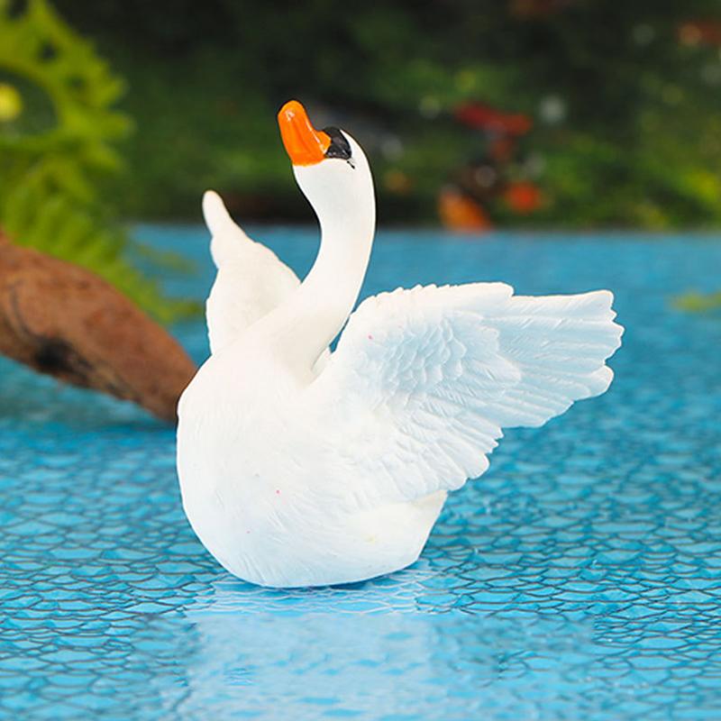Миниатюрный Белый лебедь, украшение, мультяшная фигурка гуся, микропейзаж, кукольный домик, миниатюрная игрушечная машинка, украшение