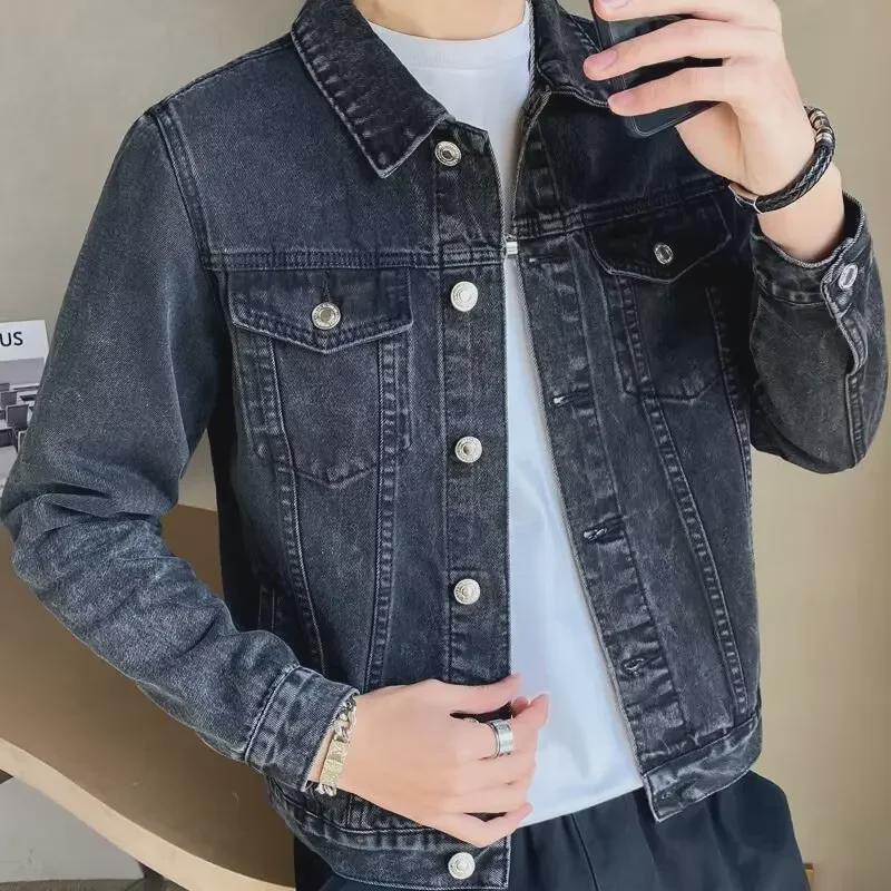Men's Slim Retro Korean Style Versatile Denim Jacket - Casual Trendy Spring/Autumn Workwear
