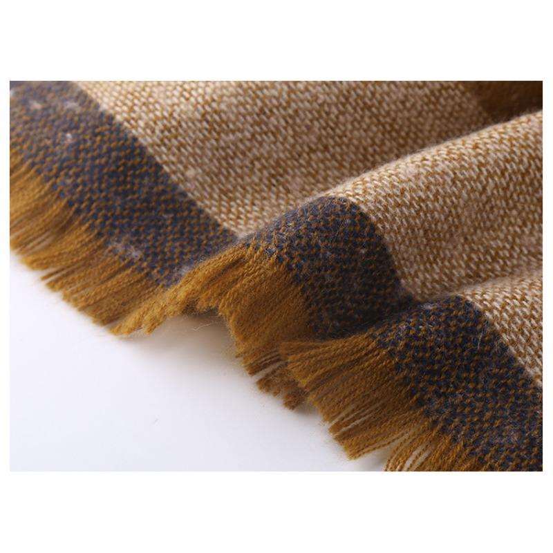 Autumn and Winter Korean Version of Imitation Cashmere Scarf, Striped Color Matching Shawl, Spliced Striped Scarf, Tassel Two