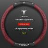 For Tesla Model 3 Model Y Model S Model X Roadster Carbon fiber Suede Leather Anti-slip Car Steering Wheel Cover Accessories