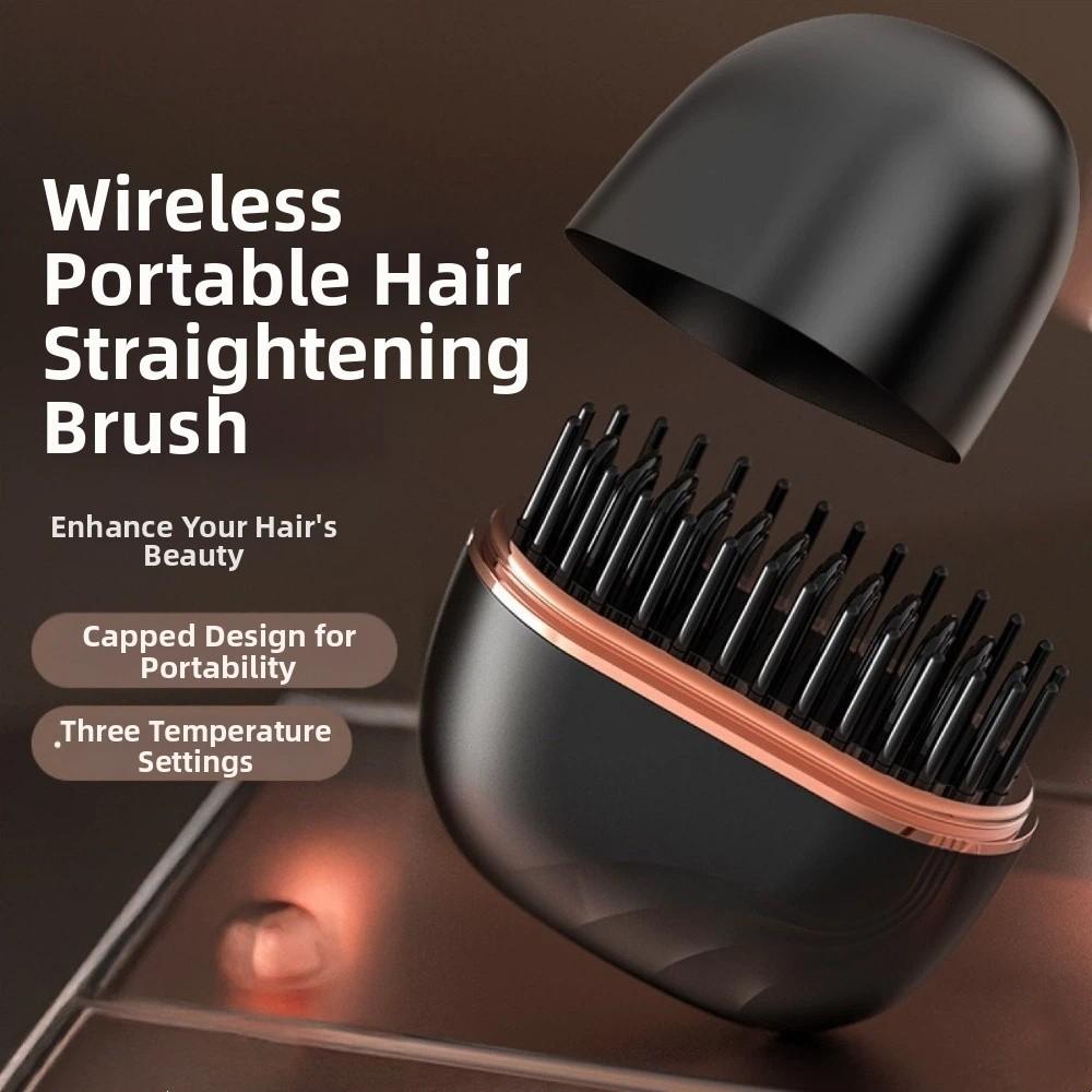 Fast Heating Mini Straight Hair Brush Cordless Hair Styling Iron Portable Hair Straightener Travel