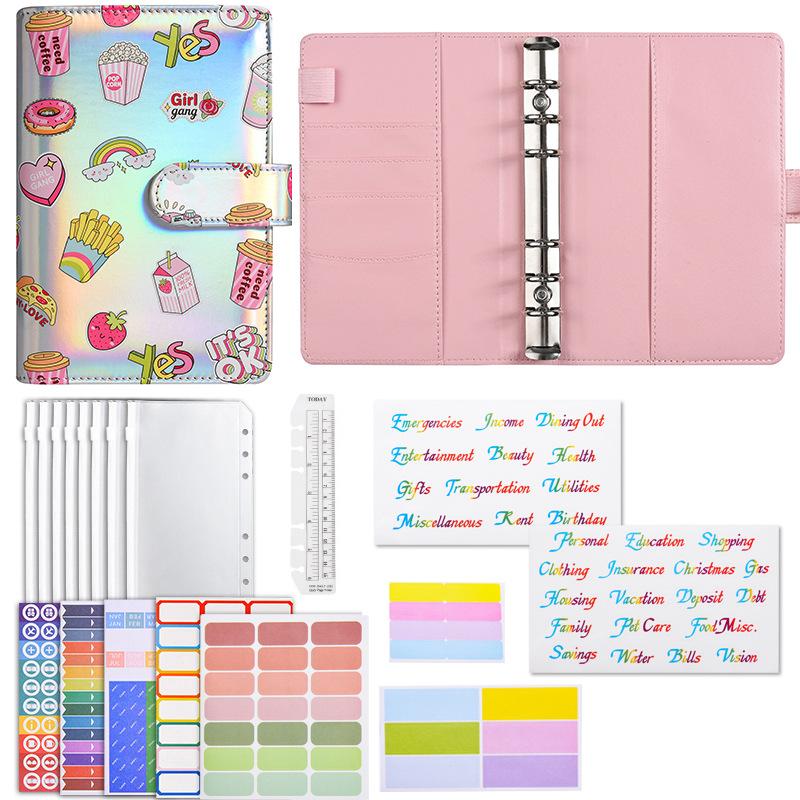 Macaron A6 Cartoon Pattern Loose-Leaf Ledger Notebook Creative Cash Storage Book