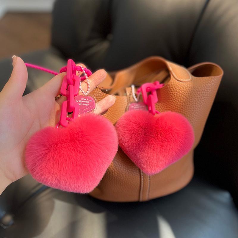 Натуральный мех кролика рекс сердце сумка брелок цепочка подвеска сумка женская девушка сумка подвески автомобили аксессуар пушистый брелок подарки