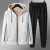 Large Size Men's Autumn and Winter Fashion Casual Fleece Sportswear Suit Sweatpants and Sweatshirt 2 Piece Sets