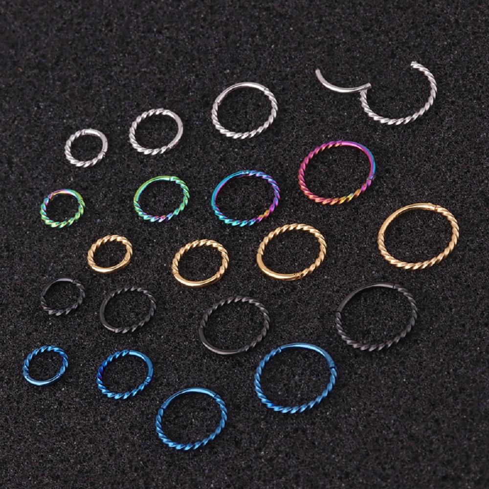 Septum Helix Cartilage Nose Piercing Ring Hinged Segment ring Round Stud Earrings Hoop Earrings