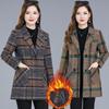 Осеннее и зимнее пальто, флисовое шерстяное пальто, женская одежда для матерей среднего возраста, хлопковый тренчкот, женская клетчатая верхняя одежда для женщин