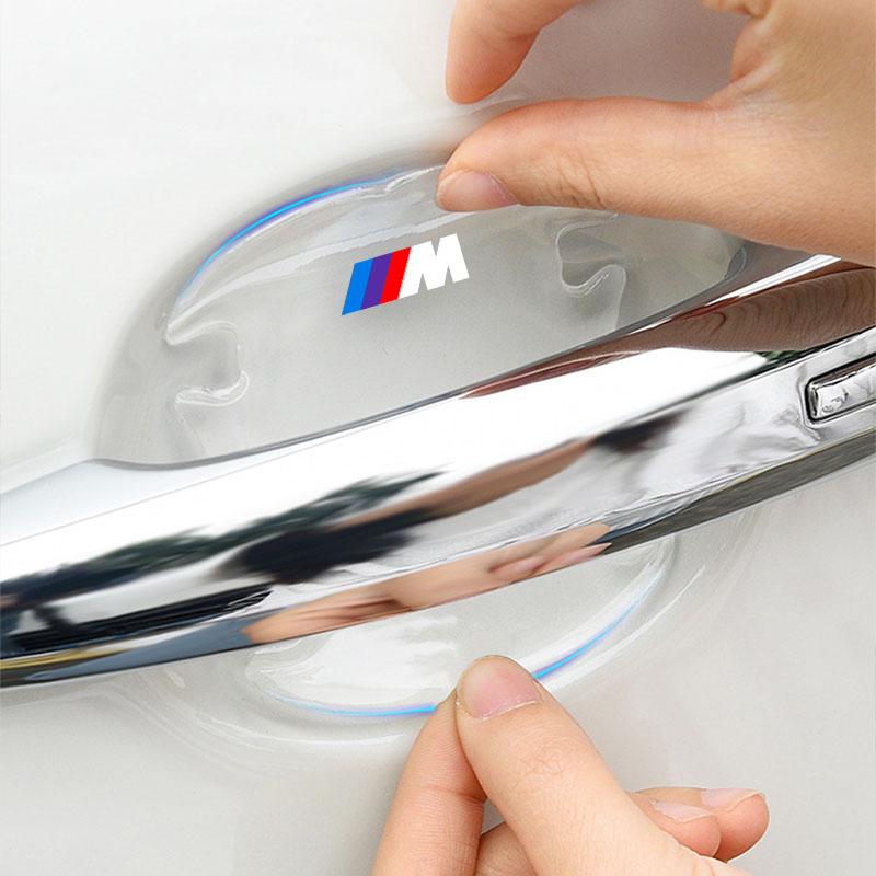 4PCS Transparent M LOGO Car Door Anti-collision Protector Bumper Strip Sticker For BMW X7 X3 X4 X5 X6 3 4 5 6 7 Series Z4 M M3 M5 M6 E38 E39 E46 E53