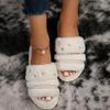 Fashion Fur Slippers Female Warm Plush Slis Flat Low Heels Women Shoes Pearl String Platform Slippers Shoes