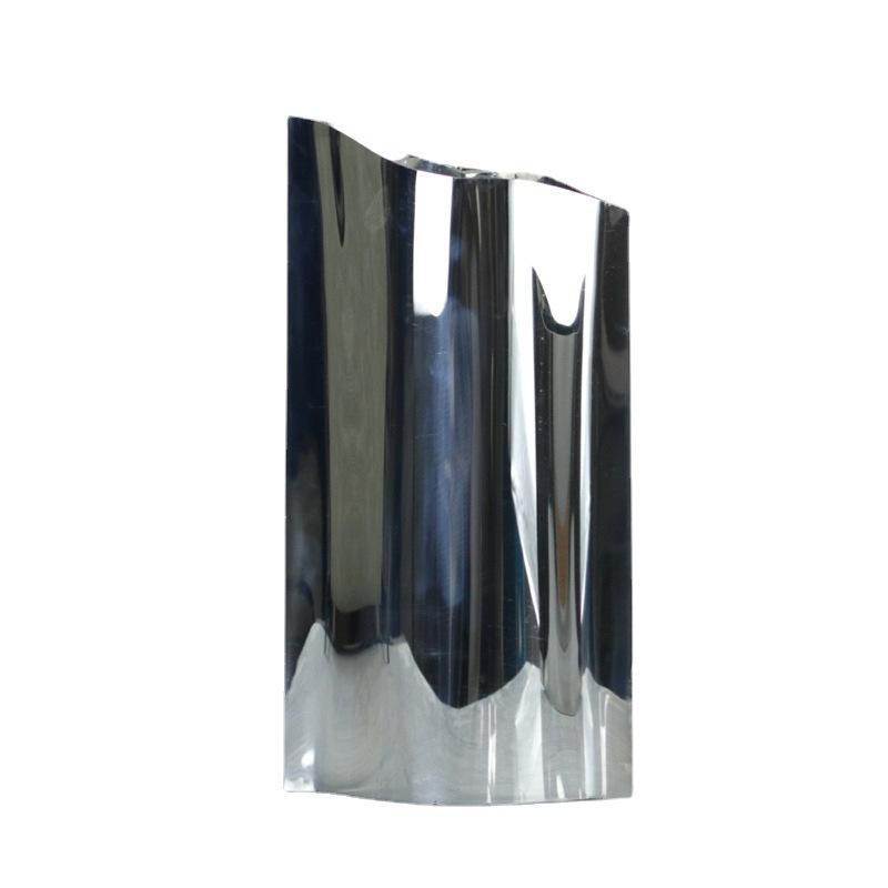 Simple Modern Flat Stainless Steel Flower Vessel Leather Metal Vase Light Luxury Desktop Ornaments Living Room Wine Cabinet