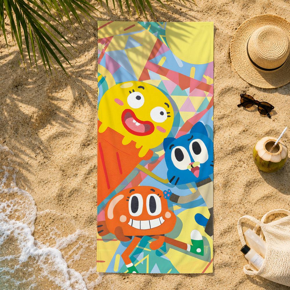 Забавное Полотенце The Amazing World Of Gumballs, Ультратонкое Волокно, Быстросохнущее, Впитывающее Полотенце, Пляжное, Для Плавания, Для Отпуска, Пляжное Полотенце