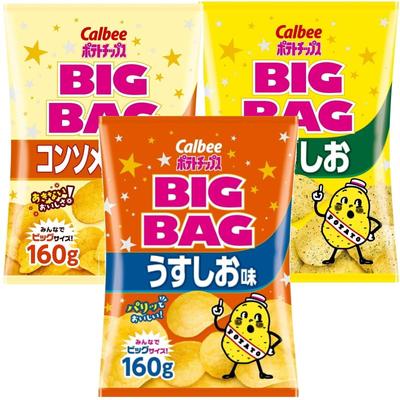 Картофельные чипсы Calbee BIGBAG 160 г 4 пакета каждого из 3 видов пакетов (12 всего)