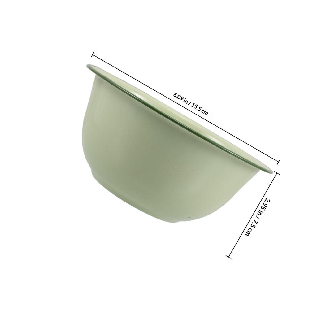 Vintage Enamel Bowl 15.5Cm Retro Soup Noodle Serving Mixing Basin For Kitchen Dining Asian Ramen Hotpot Wear Resistant