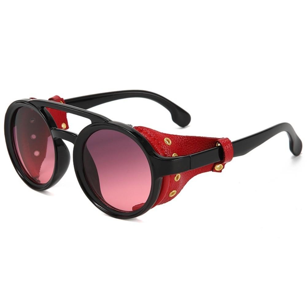 Leather Side Retro Round Glasses Anti Wind Vintage Goggles Classic Steampunk Sunglasses Outdoors