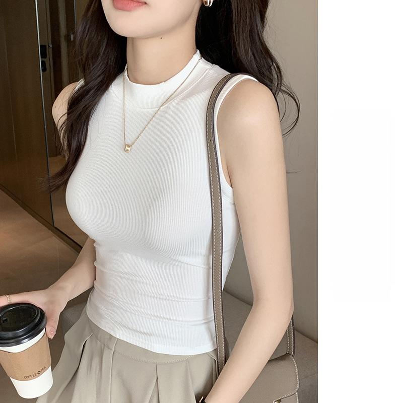 Стильная элегантность, мода, женский повседневный жилет H520, круглый вырез, прошитая нижняя рубашка, женская майка без рукавов, верхняя одежда, внутренние топы