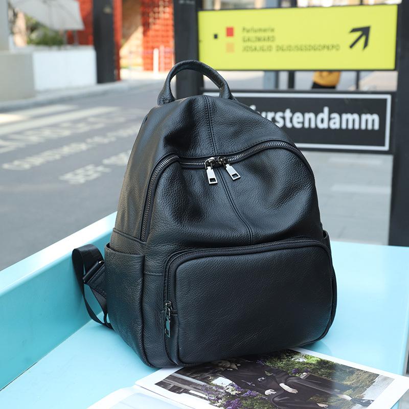 Vintage Genuine Leather Travel Backpack Women's Cowhide College Style School Bag