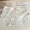 3 шт. Хлопковые женские трусики с цветочным принтом, подростковое нижнее белье средней посадки, модные трусики для девочек, дышащие трусики, студенческое мягкое нижнее белье