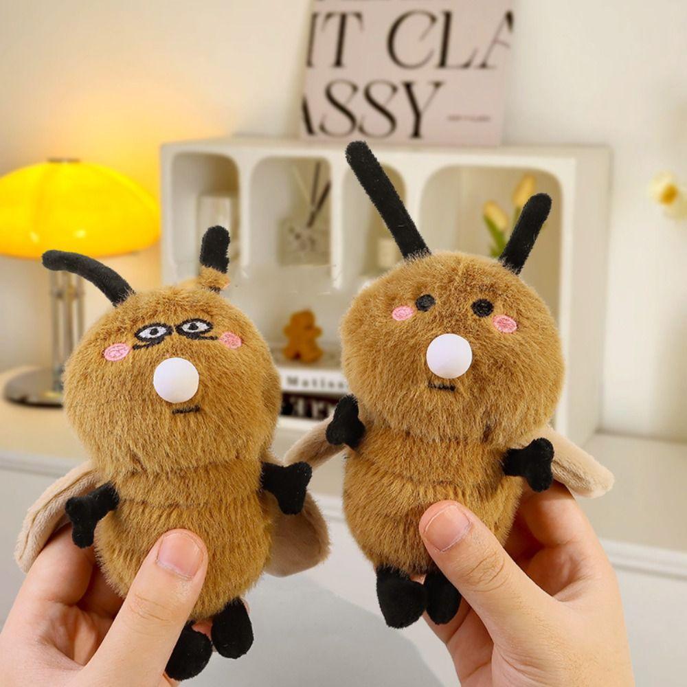Soft Blowing Bubble Pendant Funny Xiaoqiang Doll Key Ring Cockroach Plush Key Chain  Decoration