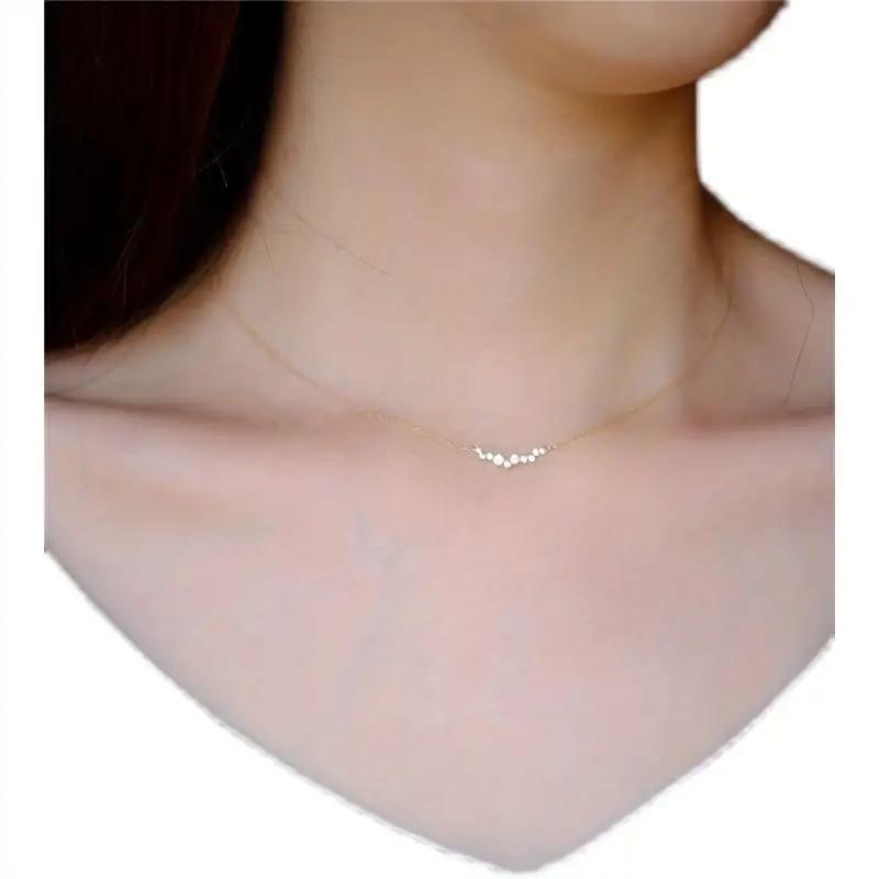 Simple Stylish Women's Pendant Necklace with Dazzling Small Cubic Zirconia Daily Wear Statement Jewelry Hot