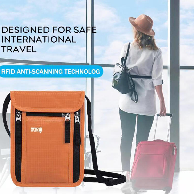 Портативная нейлоновая RFID сумка для паспорта и ID, многокарманный дорожный кошелек-пауч на шею, водонепроницаемый многофункциональный держатель для ID и кредитных карт, чехол для документов